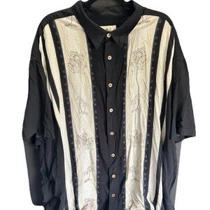 Men's Black and Cream Casual Button Down Shirt